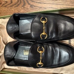 Gucci Black Leather Slip-Ons with Gold Accents brixton convertible women’s